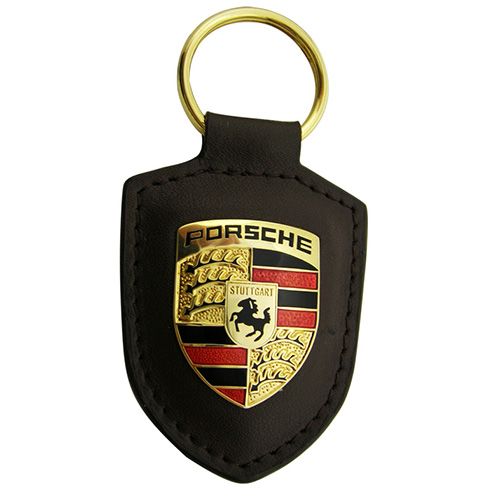 Custom Metal Promotional Keychains with Leather Holder(010)