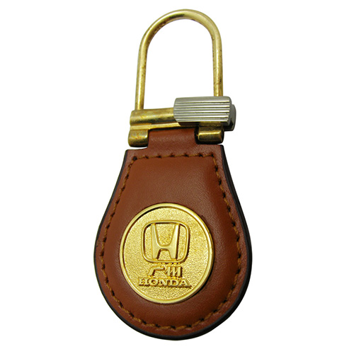 Custom Metal Promotional Keychains with Leather Holder(010)